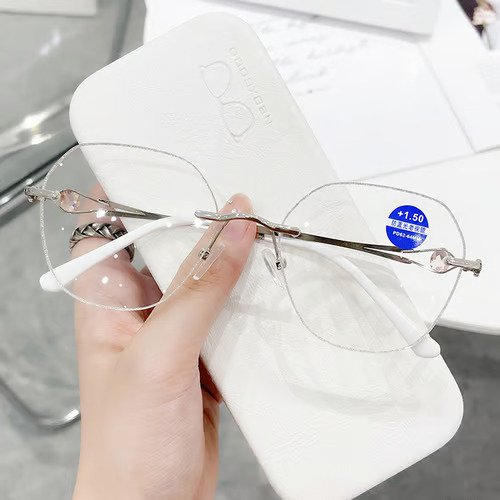 ✨Women's Diamond Rimless Anti-Blue Light Presbyopia Glasses