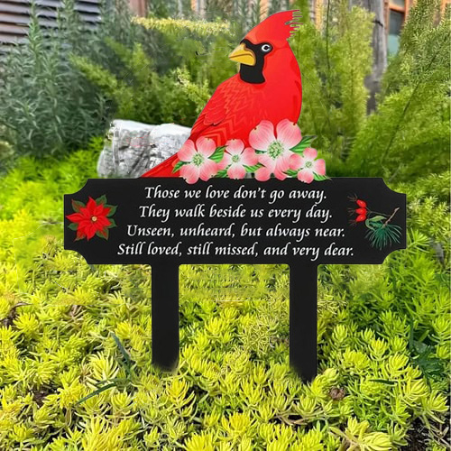 🐦Metal Cardinal Cemetery Memorial Stake