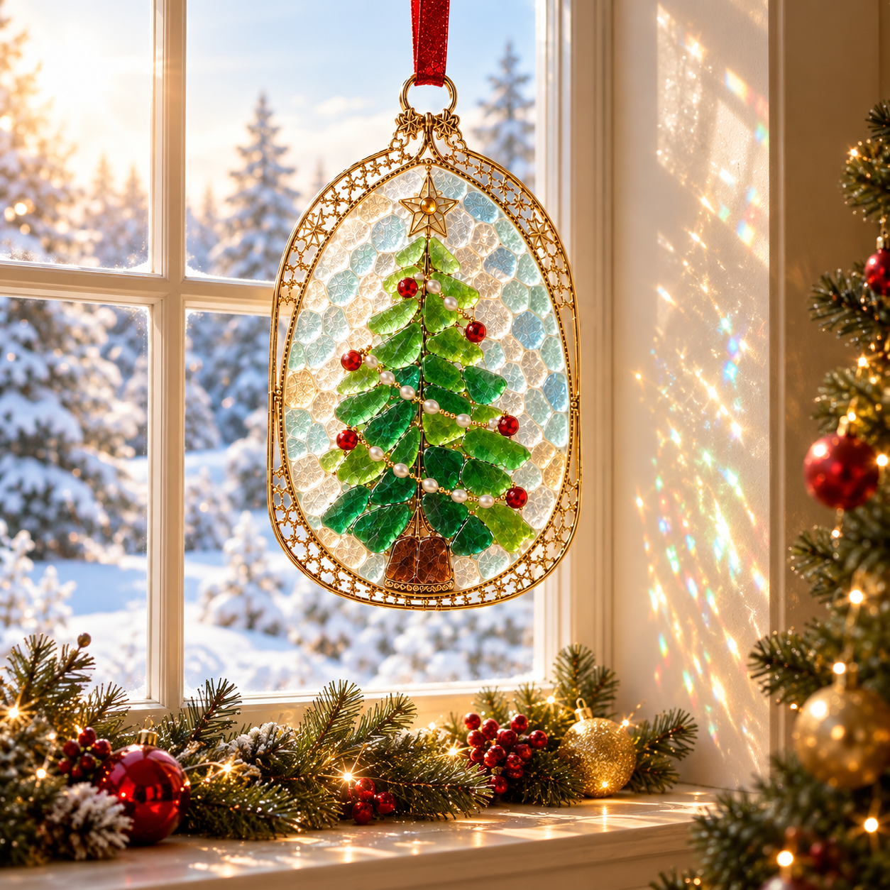 Christmas Stained Glass Window Ornament