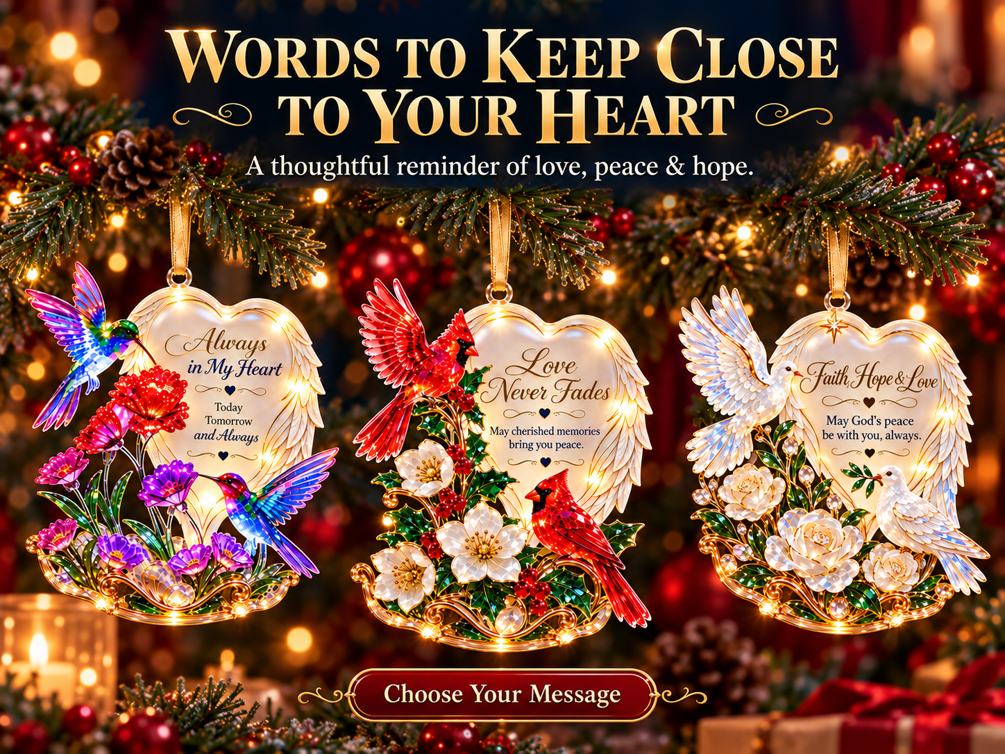 Inspirational messages on the ornaments