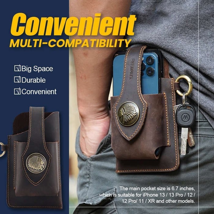 Multifunctional Leather Mobile Phone Belt Bag