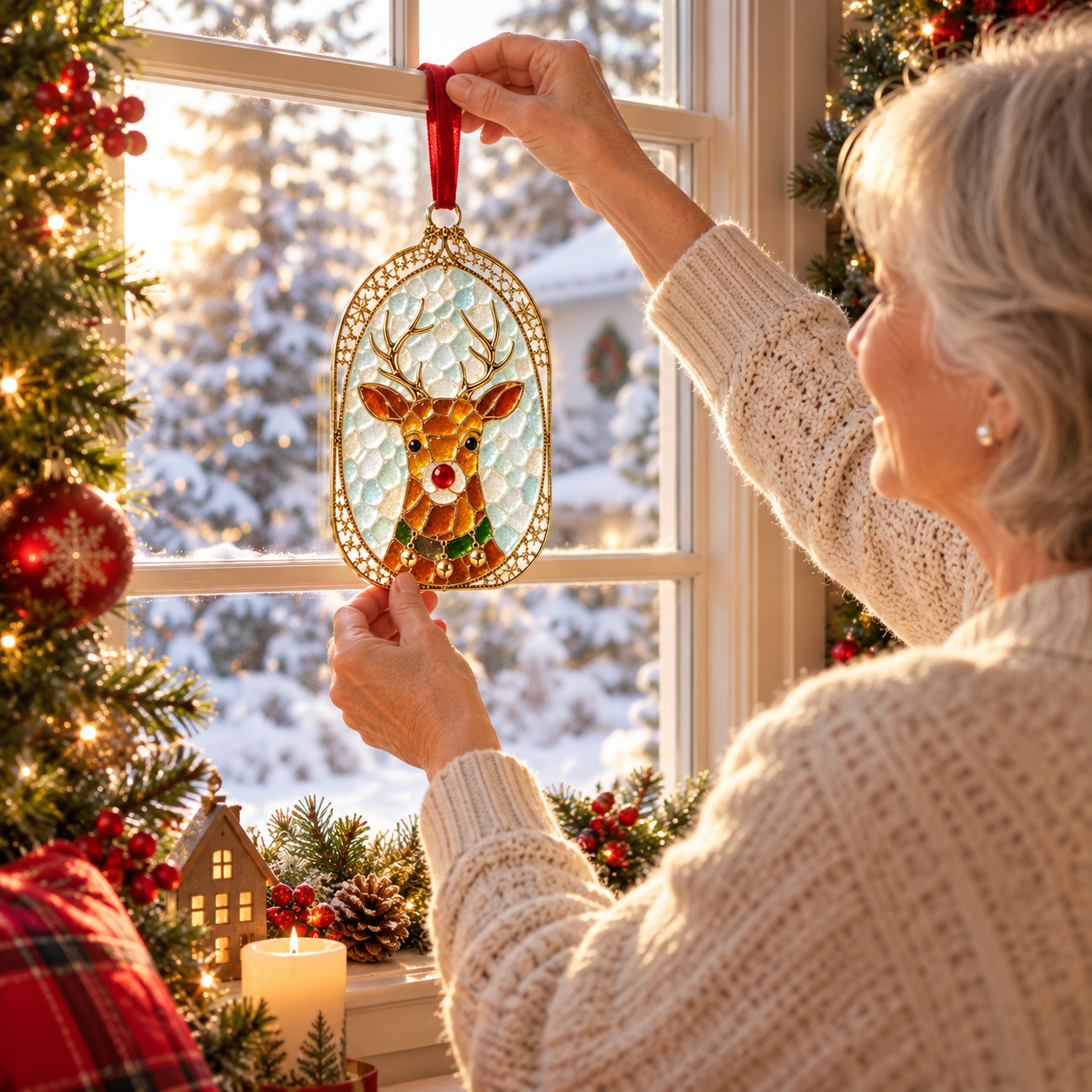 Christmas Stained Glass Window Ornament