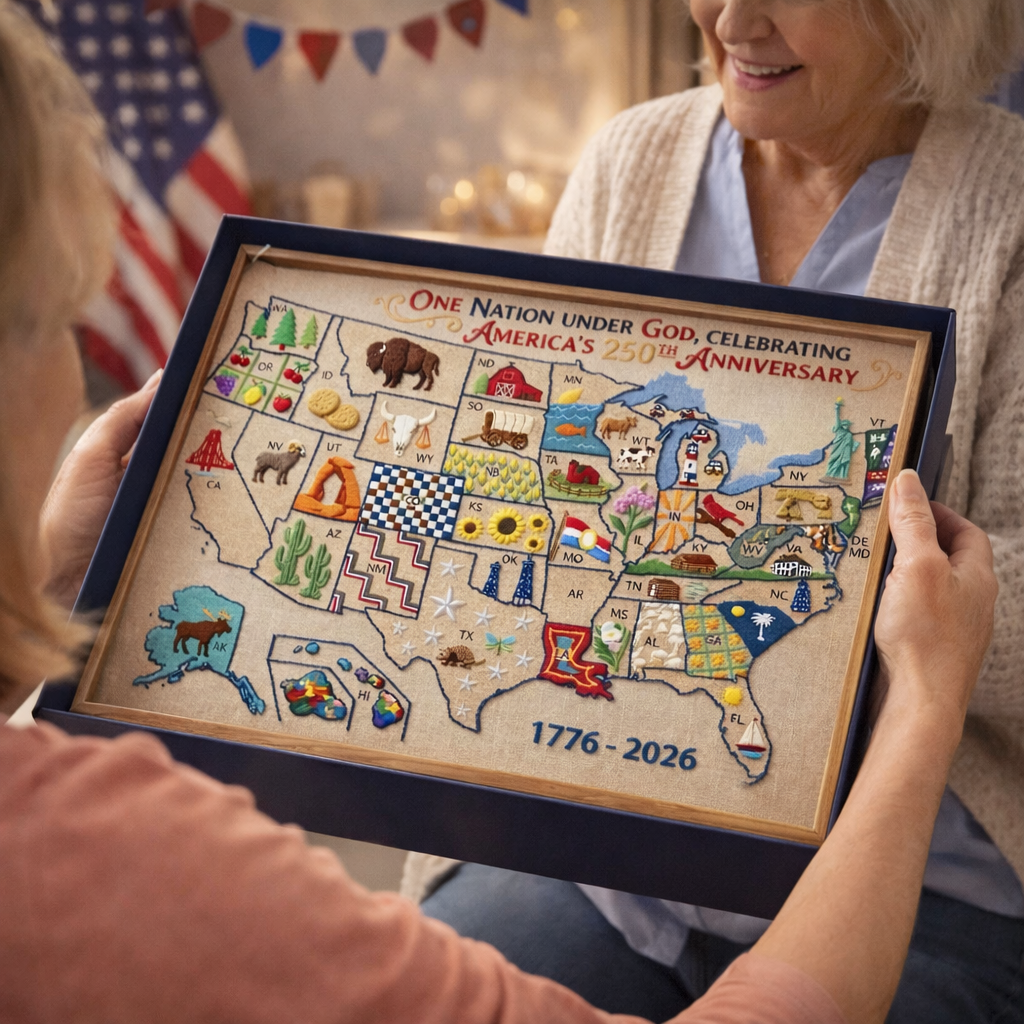 🔥Last Day 49% OFF - 🇺🇸 USA Map Cross Stitch DIY Kit🧵