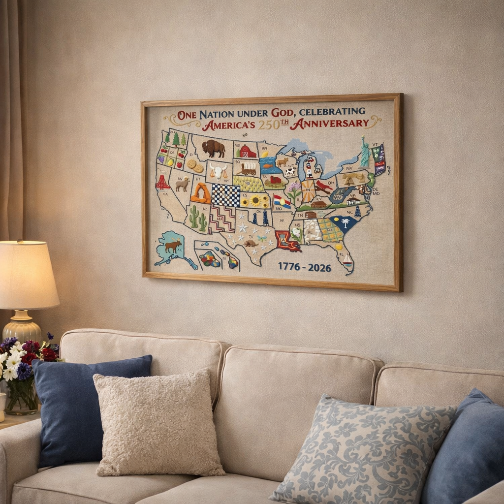 🔥Last Day 49% OFF - 🇺🇸 USA Map Cross Stitch DIY Kit🧵