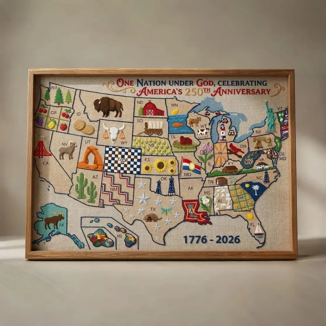 🔥Last Day 49% OFF - 🇺🇸 USA Map Cross Stitch DIY Kit🧵