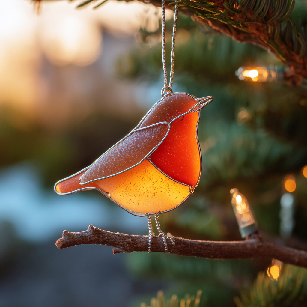 Sea Glass Bird Ornaments – Coastal Light for Your Christmas Tree