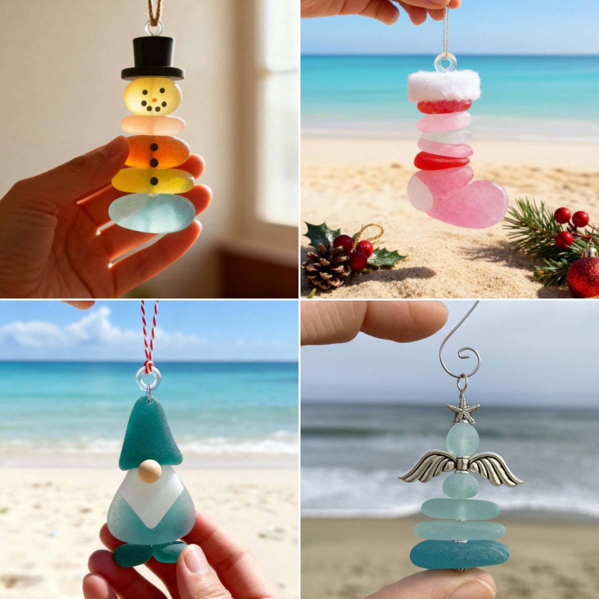 🔥Handmade Sea Glass Christmas Ornament