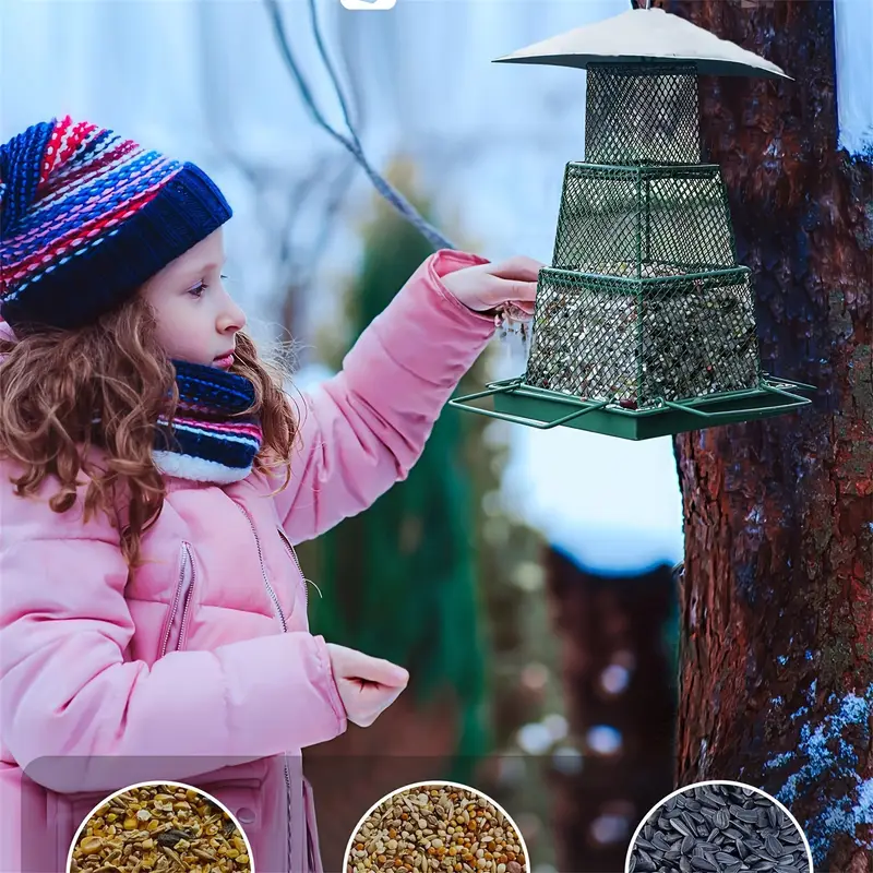 Hanging Bird Feeders Extendable Durable Large Capacity Iron Rain-proof