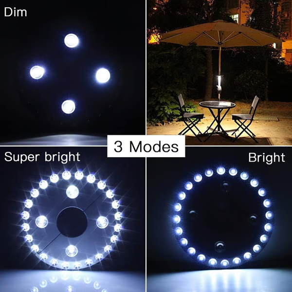 🔥Patio Umbrella Light 3 Brightness Modes Cordless 28 LED Lights-TAX FREE