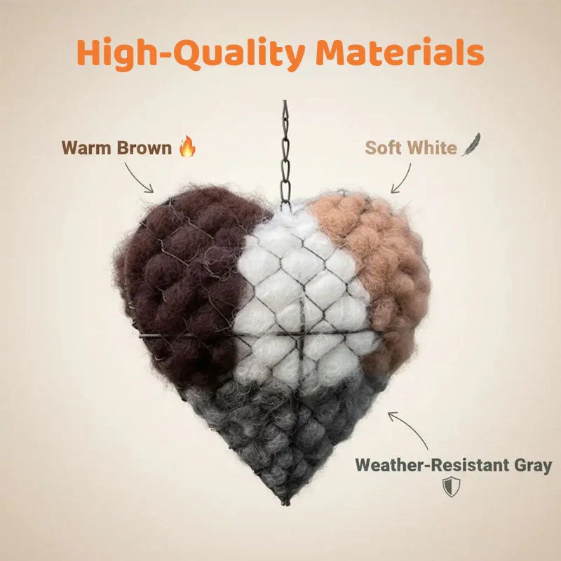 🕊️ Handmade Alpaca Fiber Bird Nesting Heart
