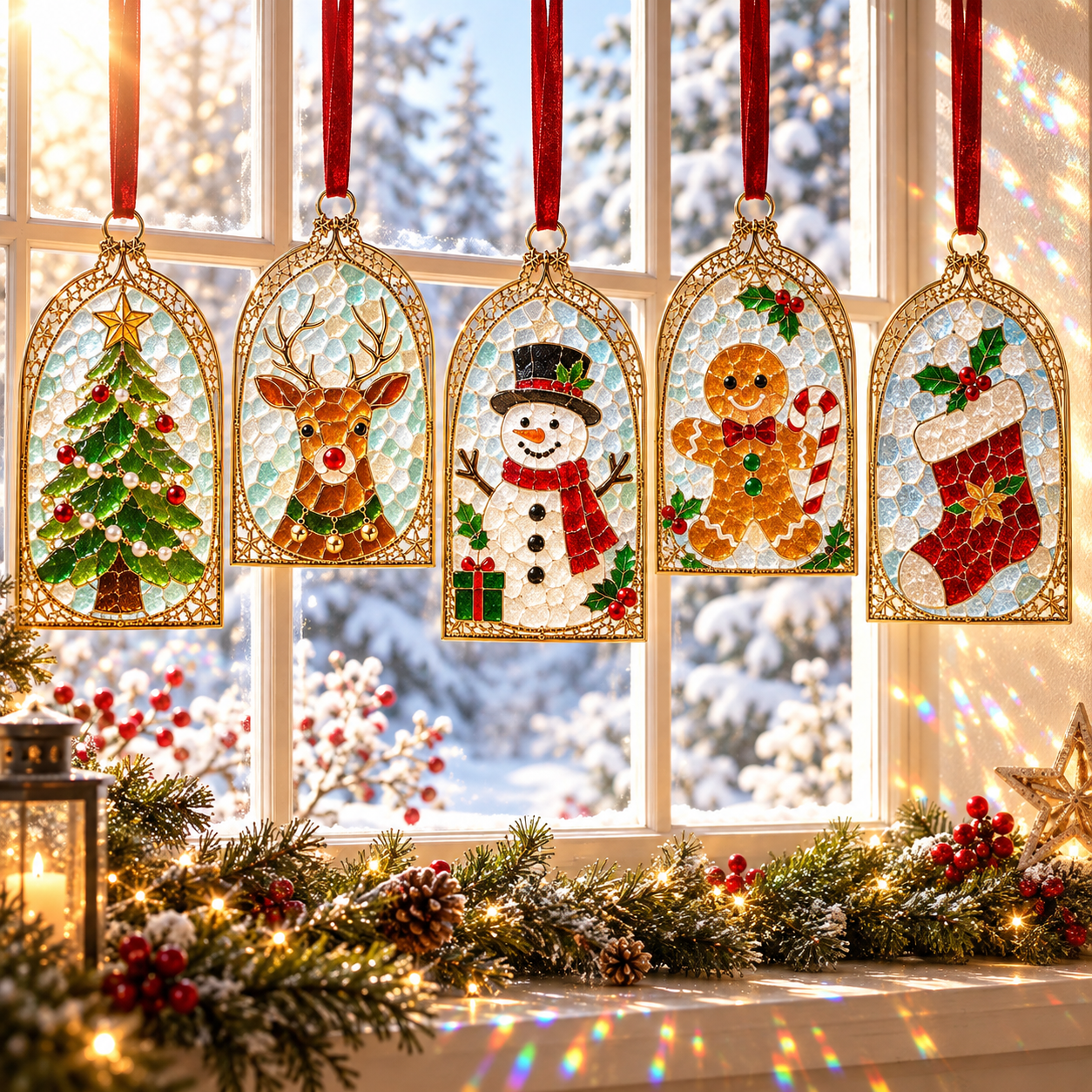 Christmas Stained Glass Window Ornament