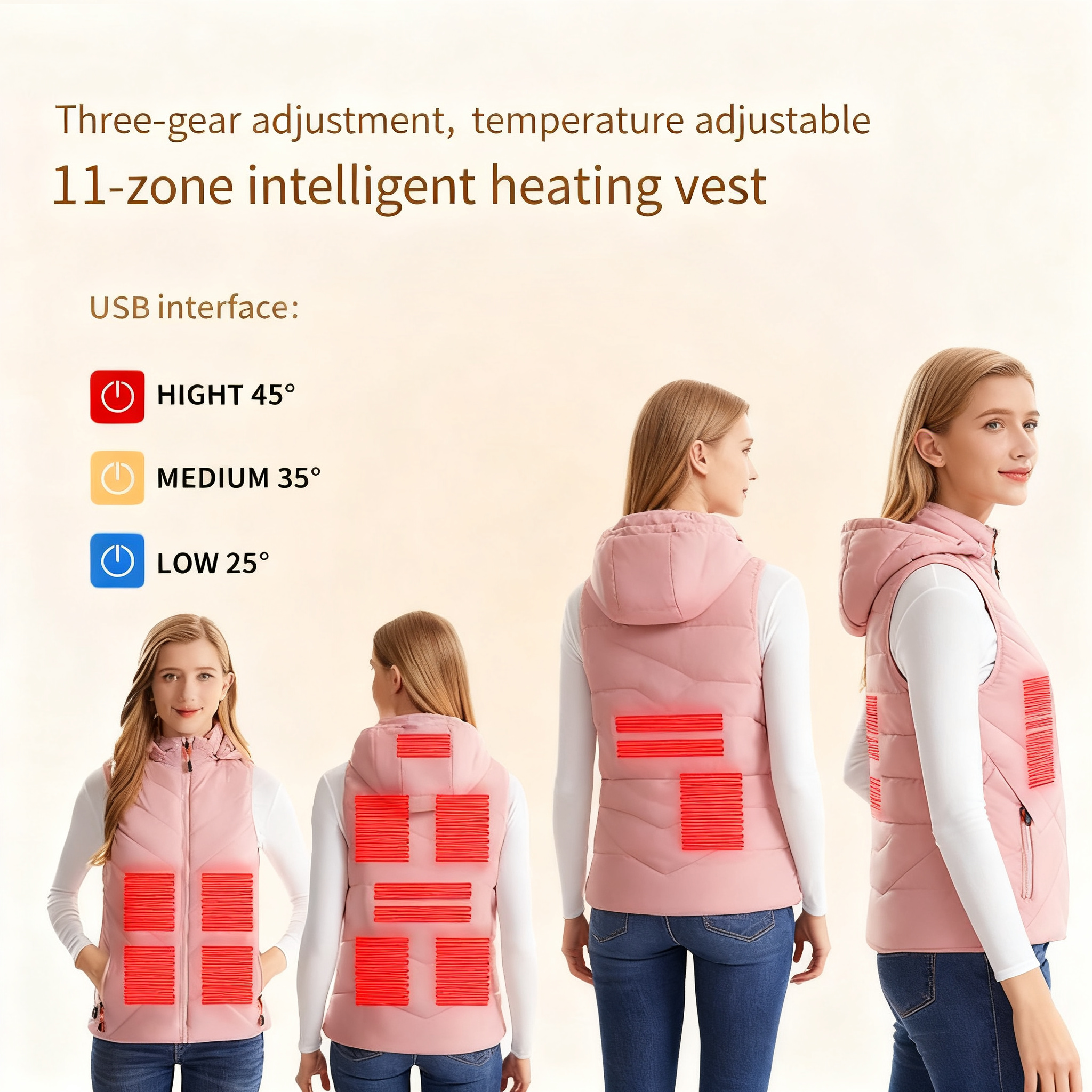 Women's Smart Electric Heated Hooded Vest