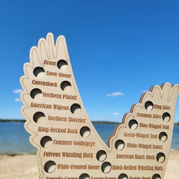 🎣 American Game Fish Sign with Hook Cutouts to Track Your Catch