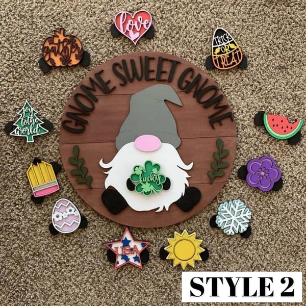 Cute 3D Seasonal Interchangeable Gnome Door Hanger