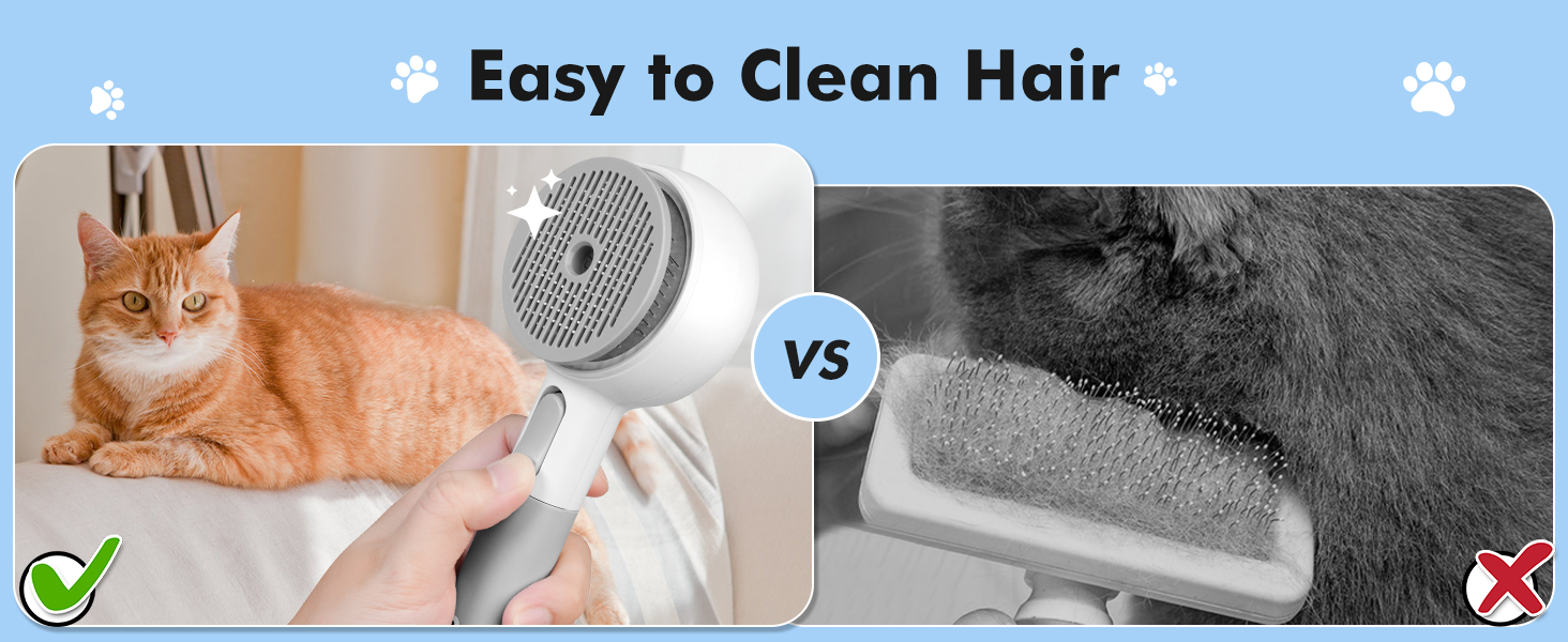 cat hair brush with release button