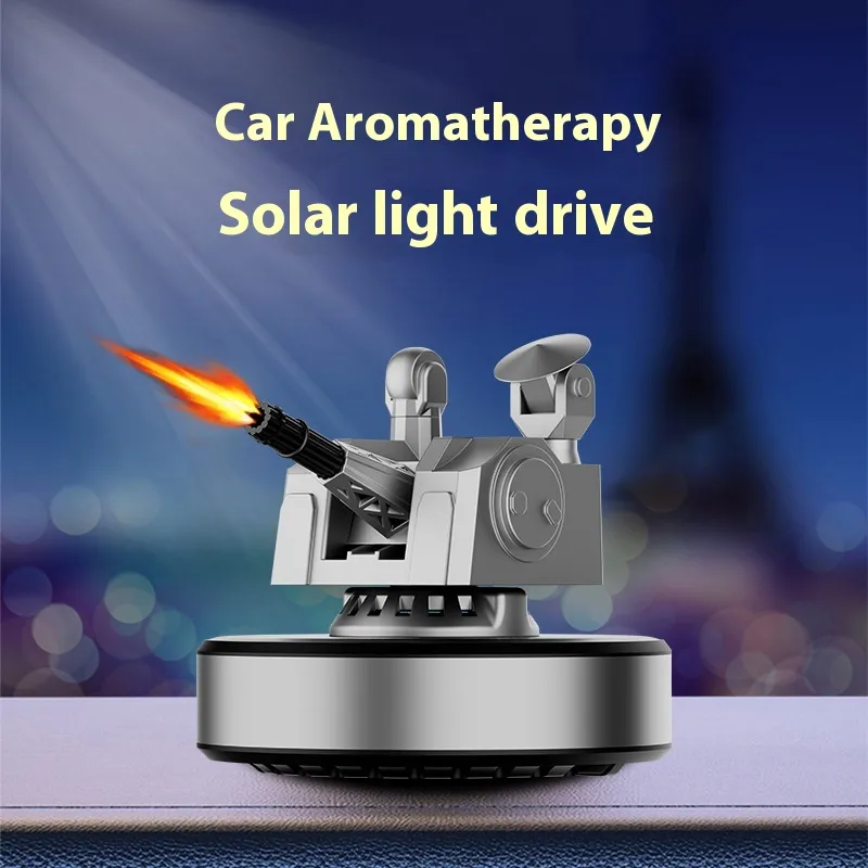 Solar Rotating Radar Rocket Launcher Car Decoration
