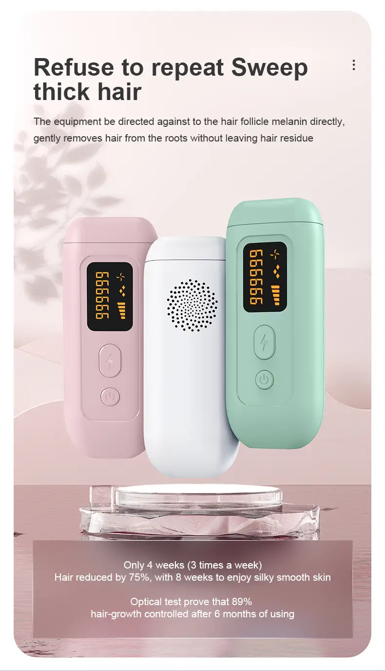 1pc effective and safety ipl hair removal device for women and men permanent hair removal 999 999 flashes painless hair remover on armpits back legs arms face bikini line 5 different modes also help to smooth skin 7 08 x2 68 details 8