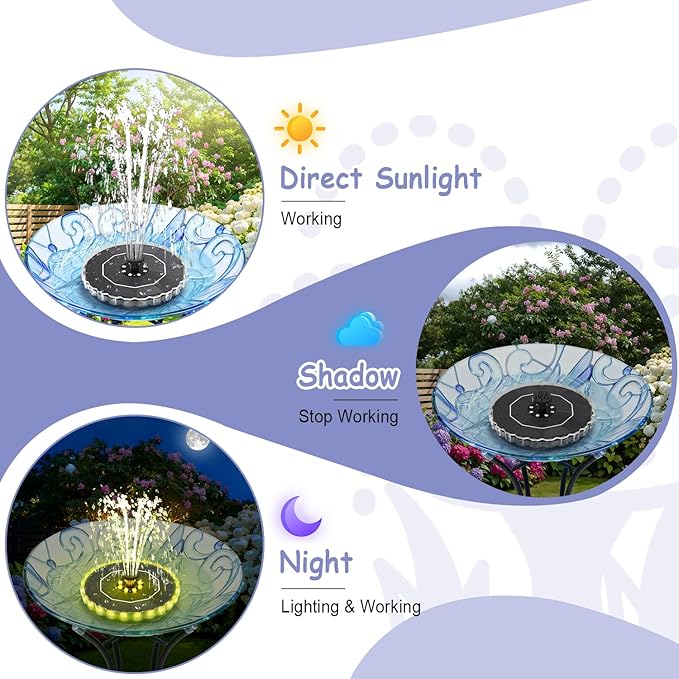 Solar Fountain Colorful Ring Lights