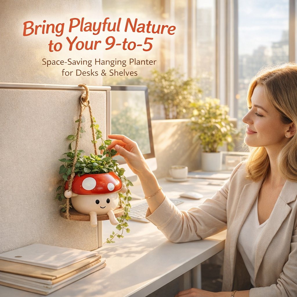 🍄 Whimsical Ceramic Mushroom Hanging Planters 🌼