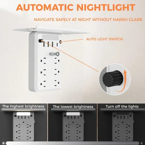 Wall Outlet Extender with Shelf Night