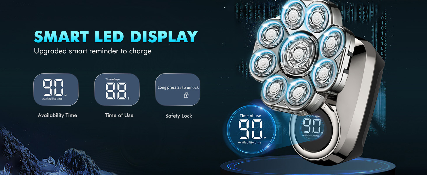 Our head shaver for bald men provides 90 minutes of runtime after just 1.5 hours of quick charging