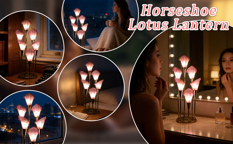 Vintage 60s 70s Regency Pink Calla Lily 6-Bulb Brass Table Lamp