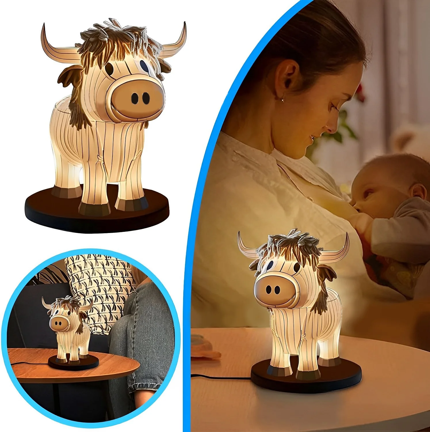 Cute Highland Cow Table Lamp