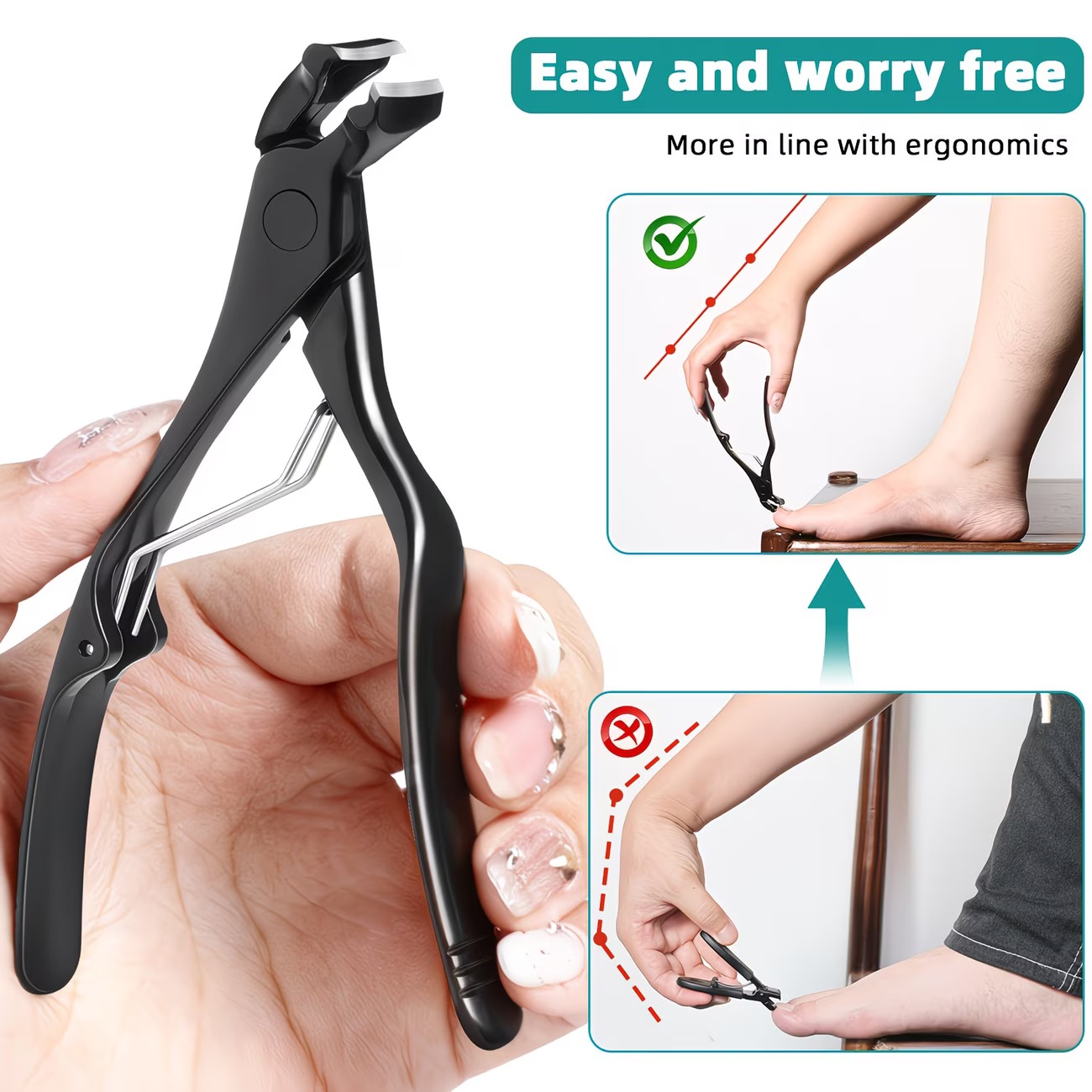 Ergonomic Long-Handled Toenail Clipper for Seniors