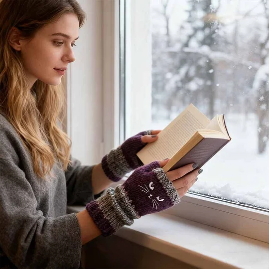 🎁Last Day Promotion 49% OFF🐱 Cute Women’s Knitted Cat Gloves — For Warm Hands & Free Fingers🧶