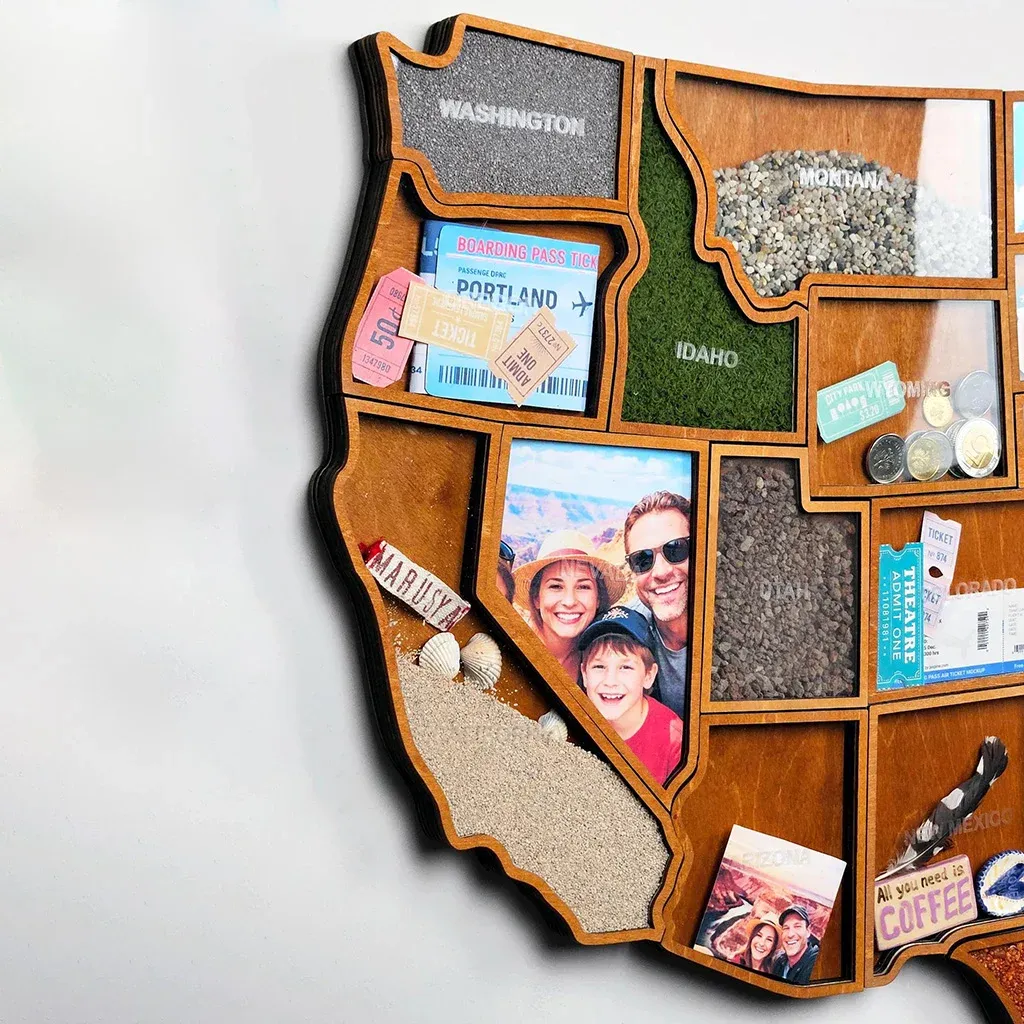 Personalized USA Travel Memory Map – Display Your Adventures & Keepsakes