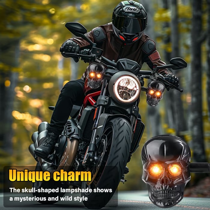 Skull Head LED Amber Turn Signal Indicator Light