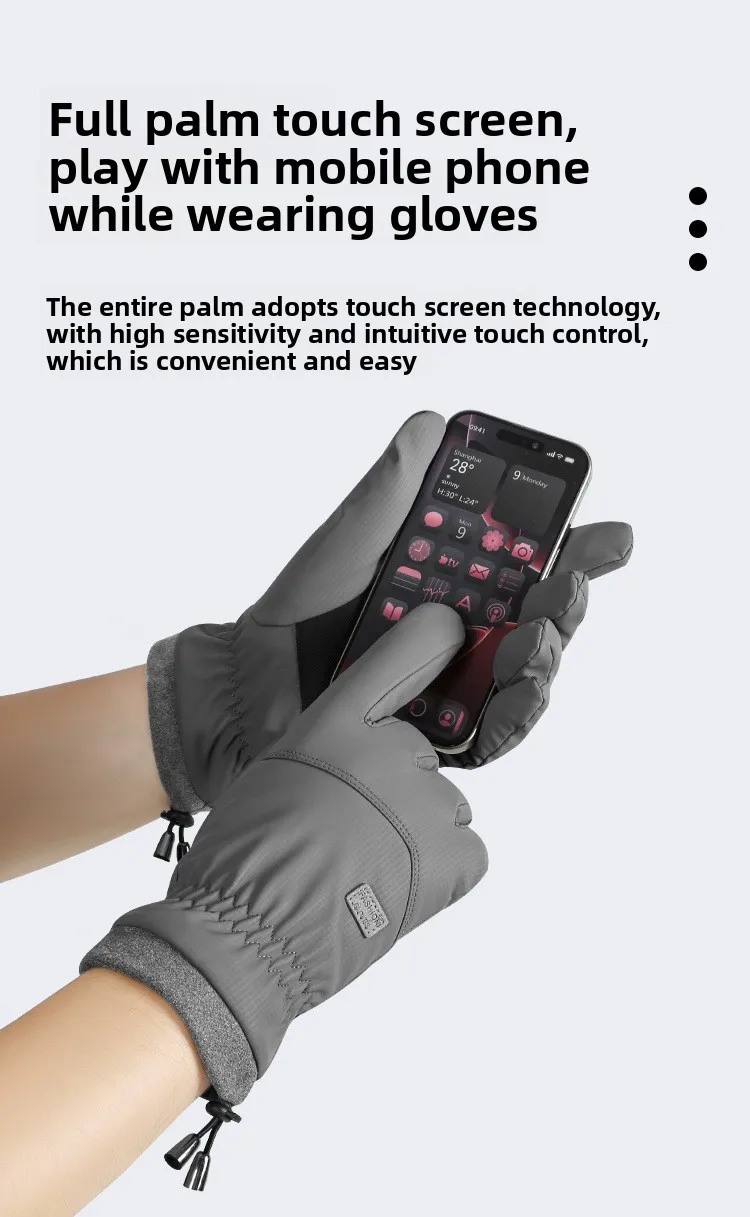 Warm Fleece Lined Thick Winter Motorcycle Gloves Waterproof Non Slip Touch Screen Compatible Men's Cycling Driving Gloves display picture 7