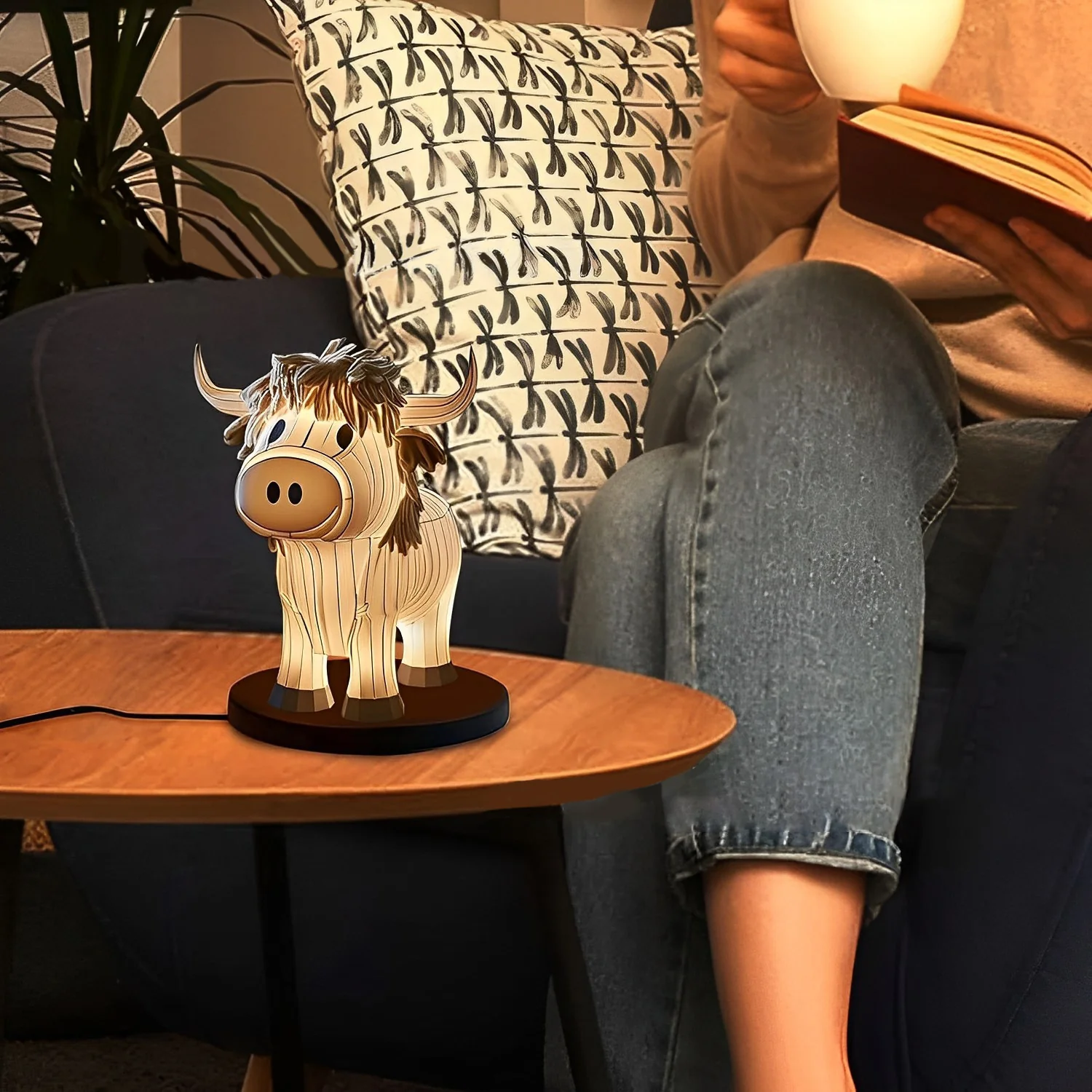 Cute Highland Cow Table Lamp