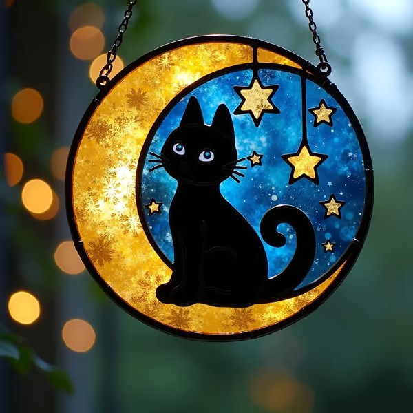 🔥LAST DAY 49% OFF - 🐱12'' Whimsical Moonlight Cat Window Hanging