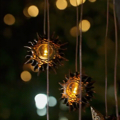 Sun Moon Star Solar Hanging Lights Outdoor Windchimes Garden Decor