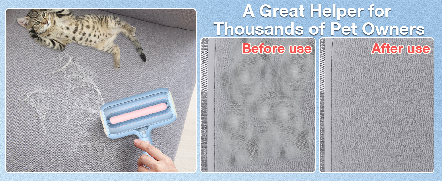 全新升级双滚轮宠物脱毛器，带喷雾功能