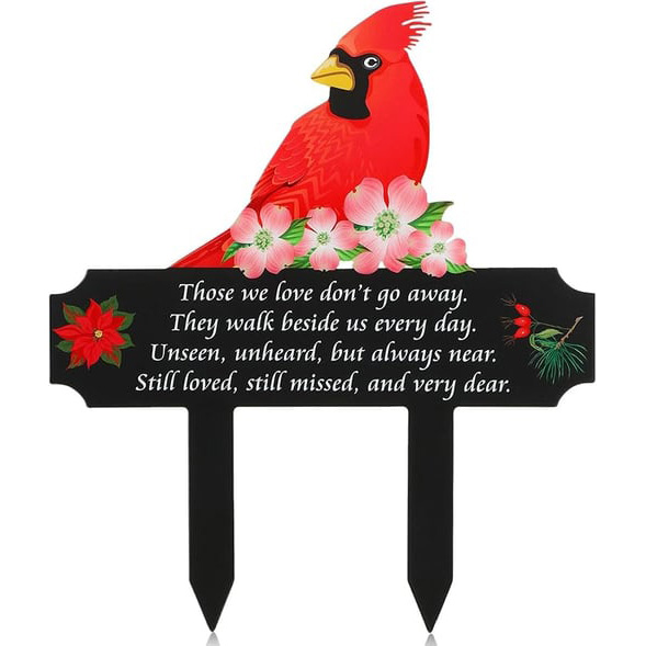 🐦Metal Cardinal Cemetery Memorial Stake