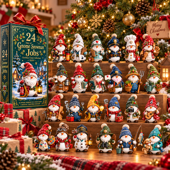 🎄 2026 Gnome & Snowman Jobs Advent Calendar – 24 Career-Themed Collectible Miniatures
