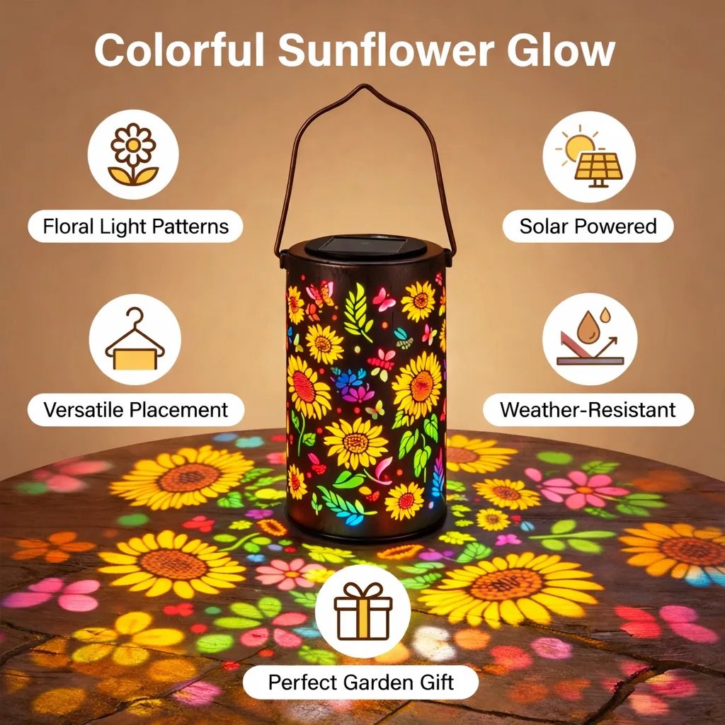 Colorful Sunflower Glow Solar Garden Lantern