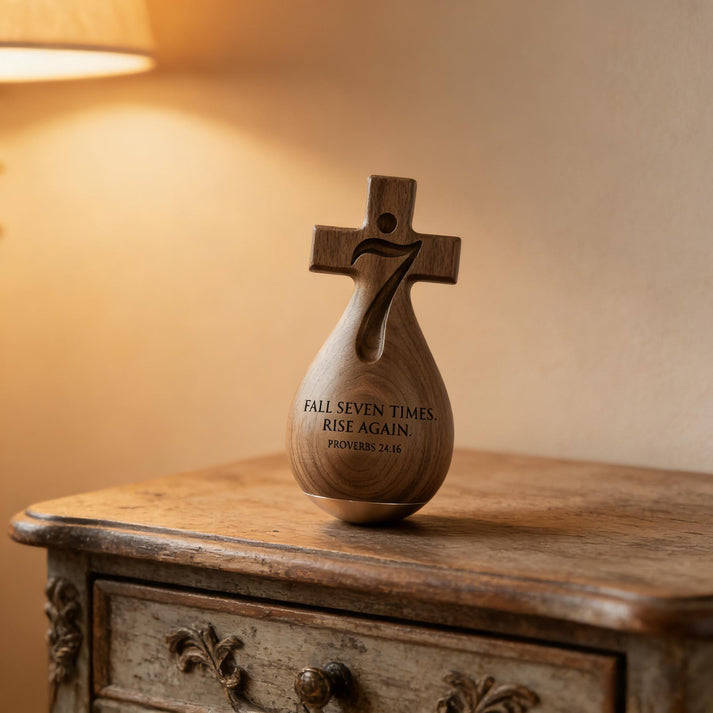 ✨Proverbs 24:16 – Solid Wood Faithful Roly-Poly Ornament