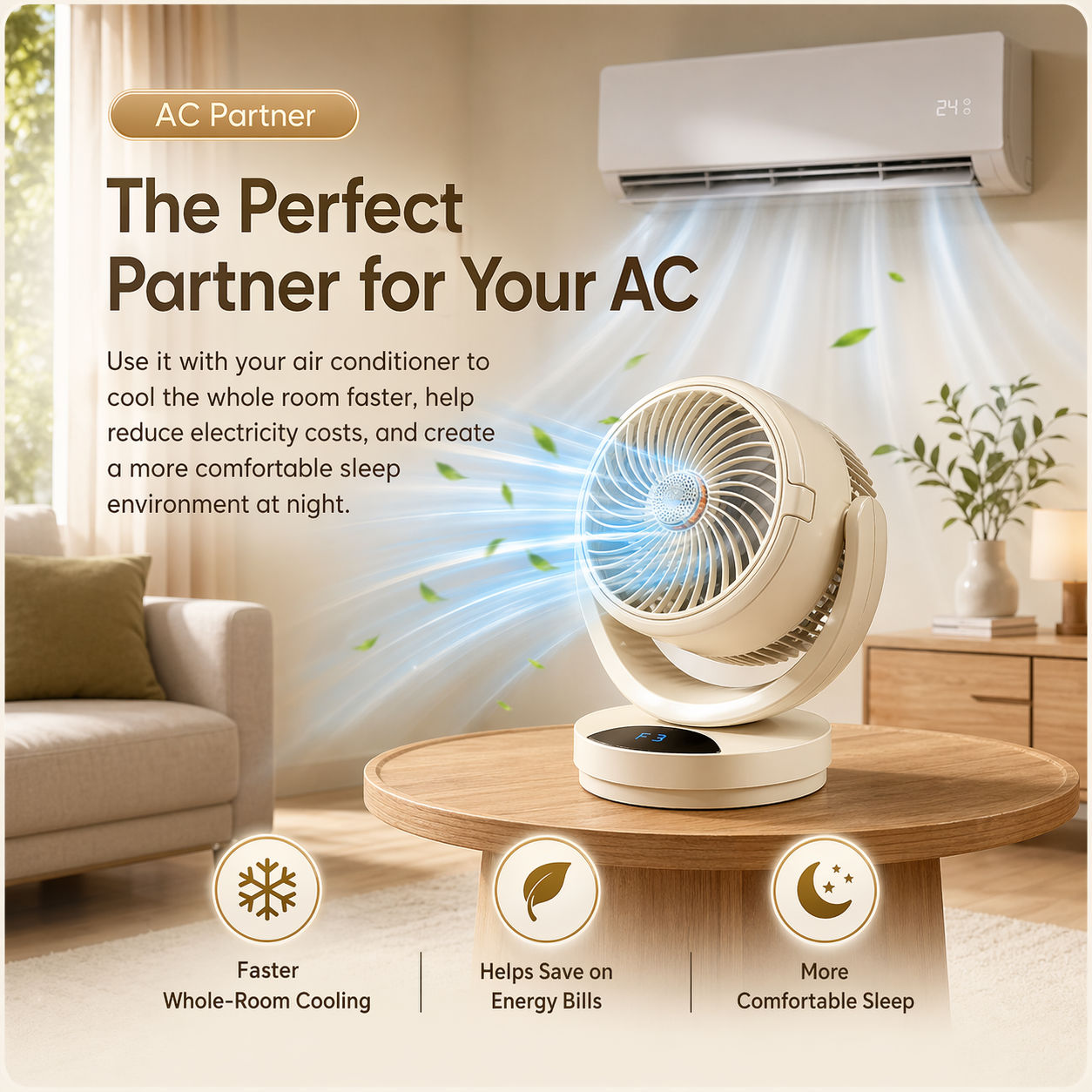 12 Inch Quiet Cooling Desk Fan Oscillating for Bedroom