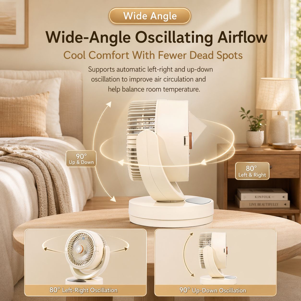 12 Inch Quiet Cooling Desk Fan Oscillating for Bedroom