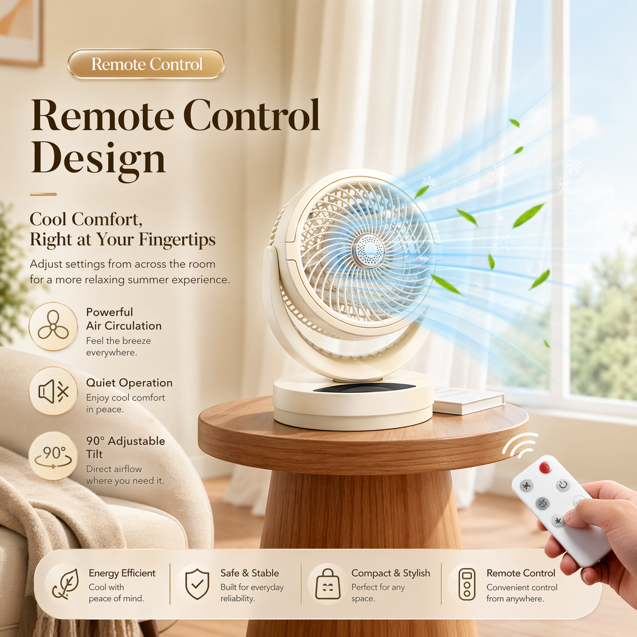 12 Inch Quiet Cooling Desk Fan Oscillating for Bedroom