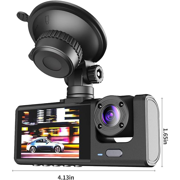 3-Channel 1080p Car Driving Recorder (Three Cameras)