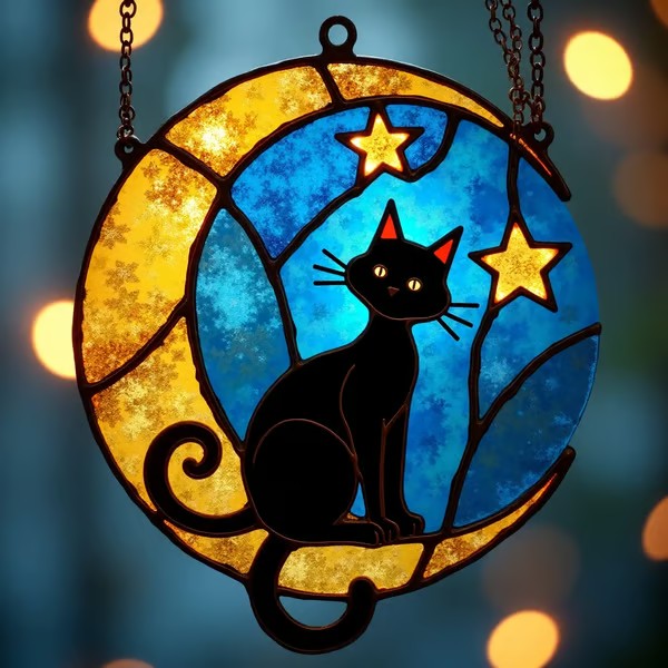 🔥LAST DAY 49% OFF - 🐱12'' Whimsical Moonlight Cat Window Hanging