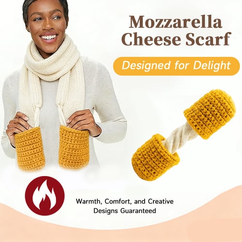 🧀 Cozy Mozzarella Cheese Scarf – Warm Hands & Big Smiles! 🧣❄️ Perfect Winter Fun!