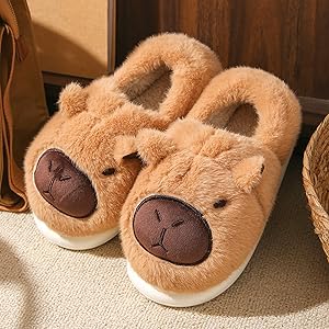 Capybara Slippers Brown Closed Back