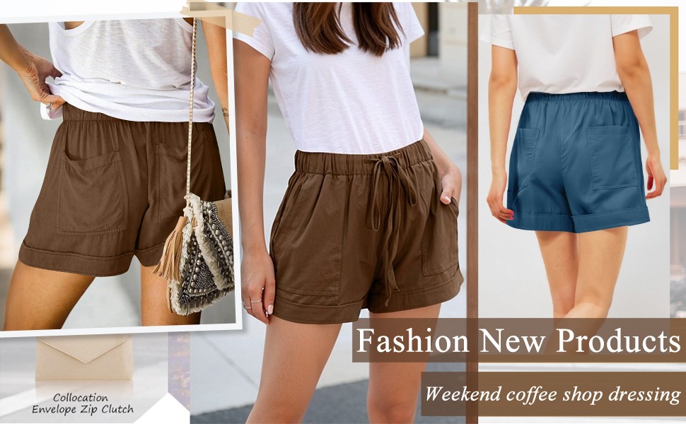 Linen Womens Shorts with Pockets Drawstring Elastic Waist Beach Vacation Trendy 2025 Summer Clothes