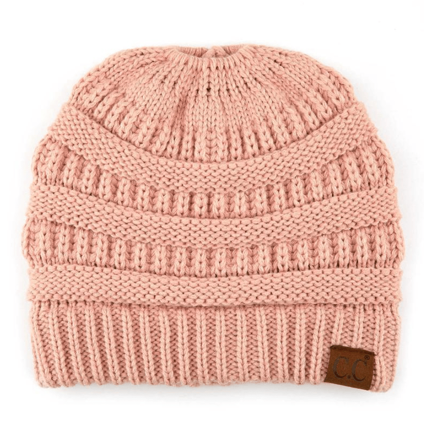 🎅Women's Ponytail Beanie – Chic & Cozy Cable Knit Hat for Fall and Winter, with Adjustable High Ponytail Opening