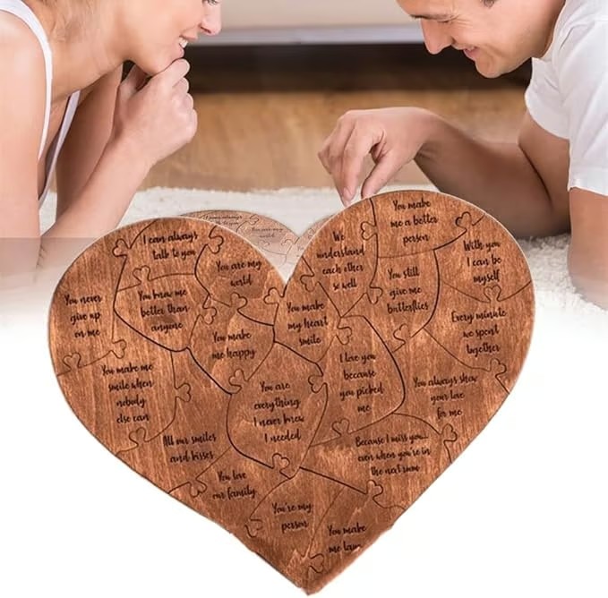 Wooden Heart Puzzle, 20 Reasons Why I Love You